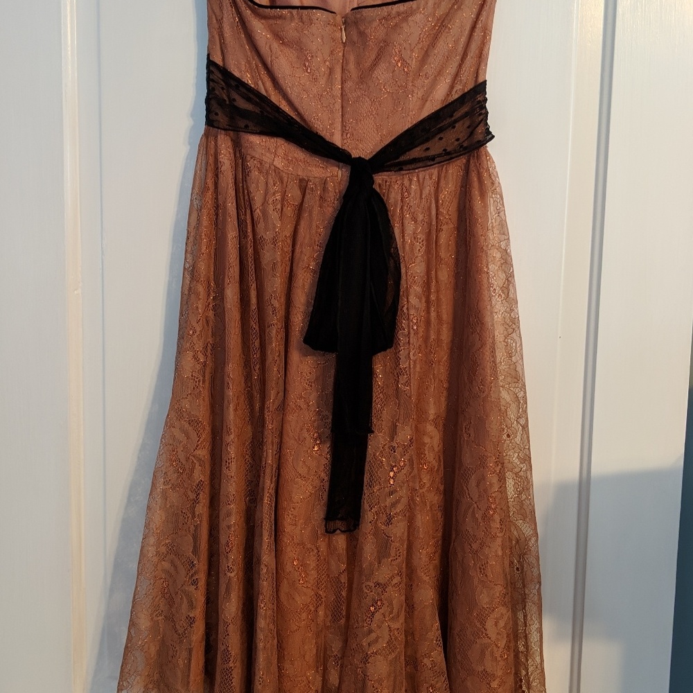 Gold and pink strapless dress